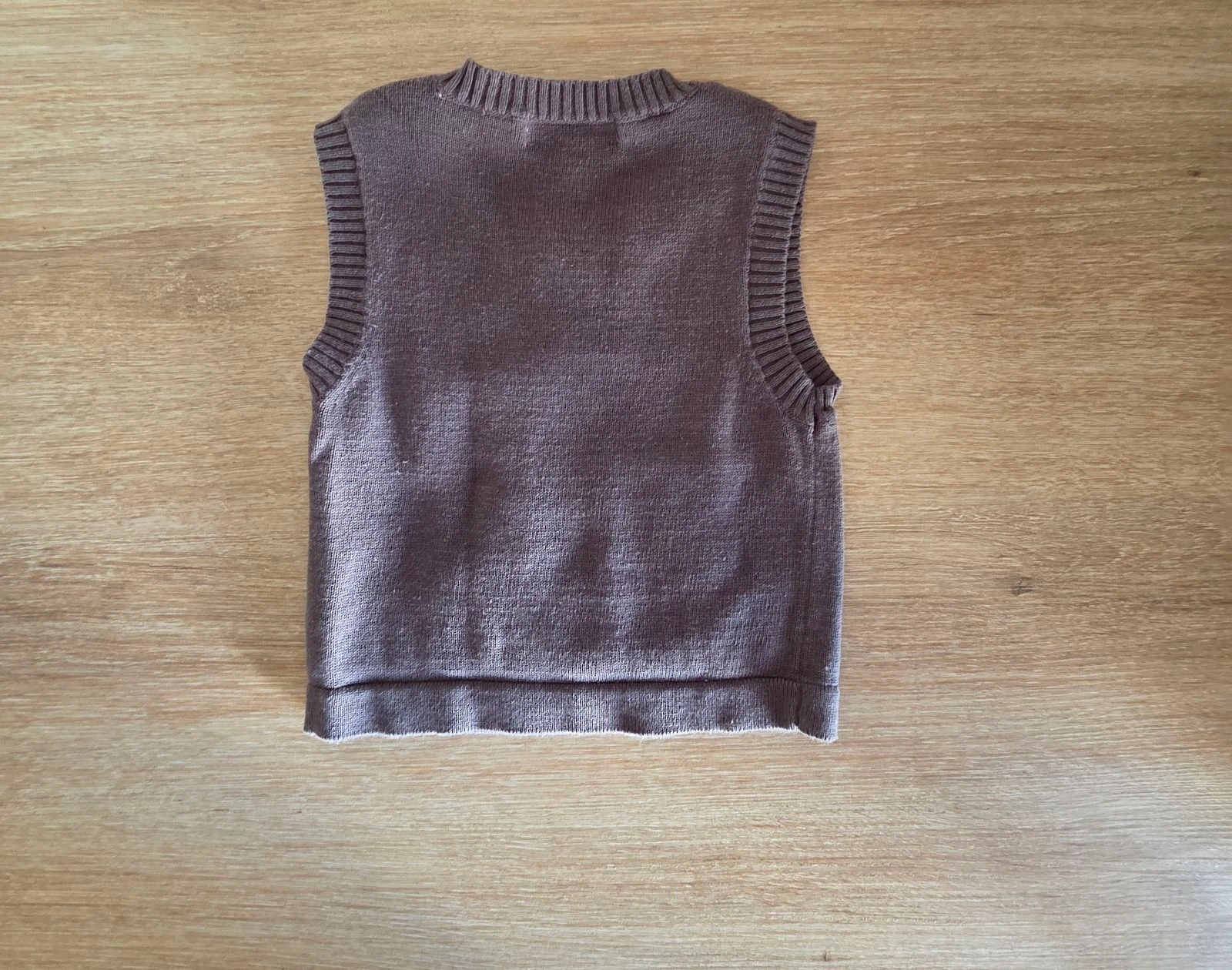 Pull zonder mouwen taupe in breigoed Kitchoun Maat 3 maanden 60 cm – photo 3